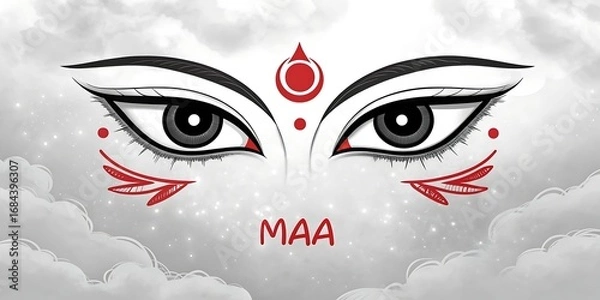 Fototapeta Divine eyes of maa durga amidst clouds