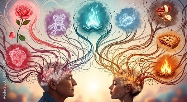 Fototapeta Generational Minds Intertwined A Visualization of Shared Experiences and Contrasting Perspectives Across Time