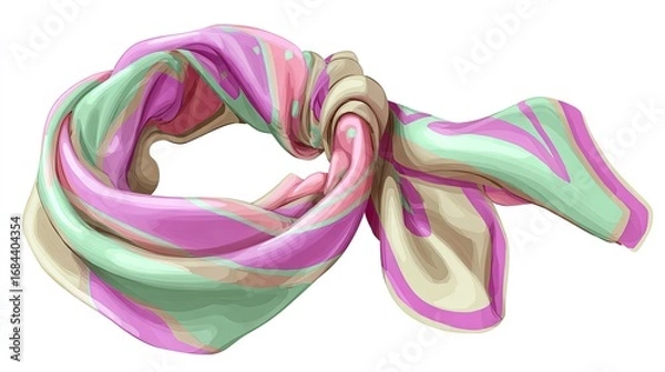 Fototapeta Vibrant silk scarf with a colorful pattern.