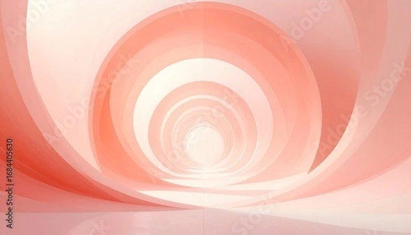 Fototapeta Abstract Architectural Corridor, Soft Peach Hues, Intricate Curves