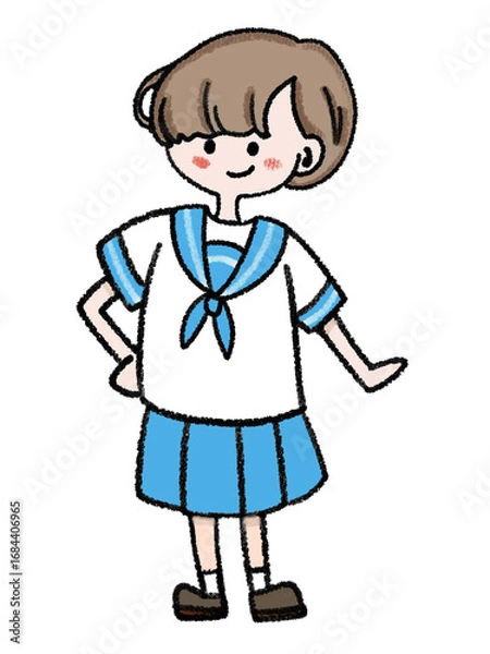 Obraz クレヨンで描いた女の子の手書きイラスト