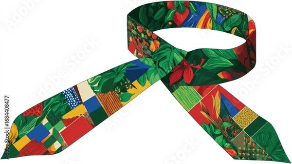 Fototapeta Colorful patterned neck scarf with intricate designs.