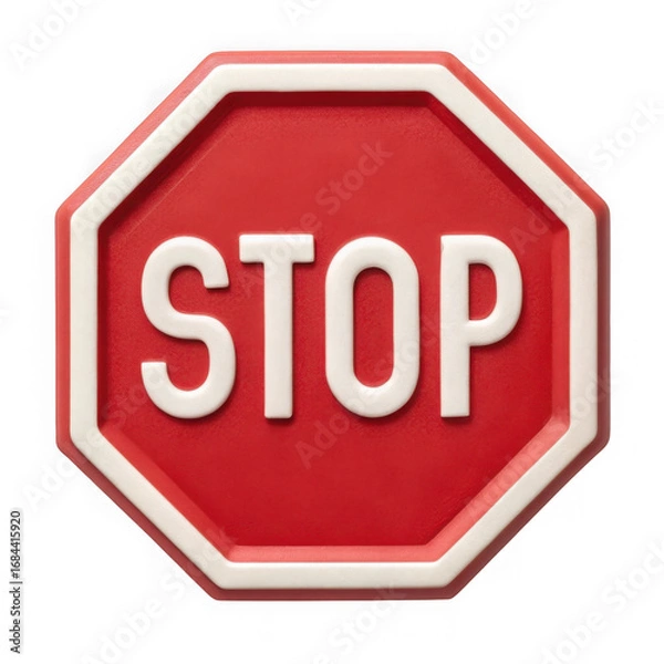 Fototapeta Classic red octagonal stop sign with bold white letters clearly visible transparent background