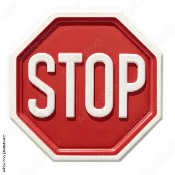 Fototapeta Classic red octagonal stop sign with bold white letters clearly displaying the word stop transparent background