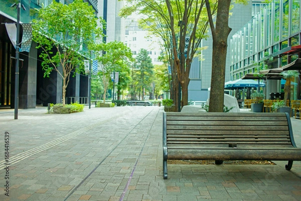 Fototapeta ベンチ　オフィス街