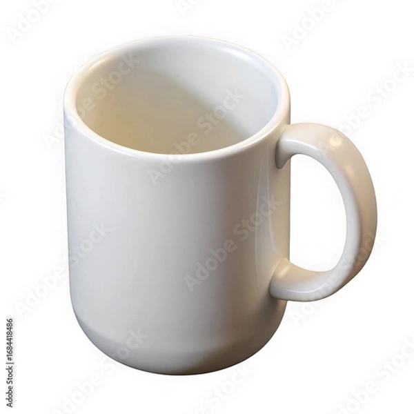 Fototapeta A clean white ceramic coffee mug with a handle isolated in a studio setting transparent background