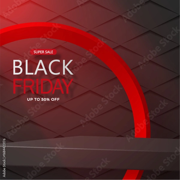 Obraz 3d Round podium stage for Black Friday sale poster