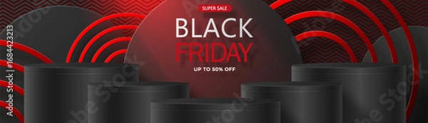Obraz 3d Round podium stage for Black Friday sale poster