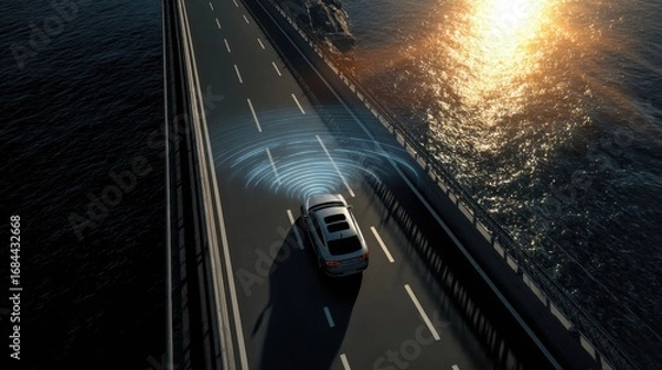 Fototapeta Autonomous Vehicle Navigation System with LIDAR  Sensor Fusion  and Real-Time Path Planning