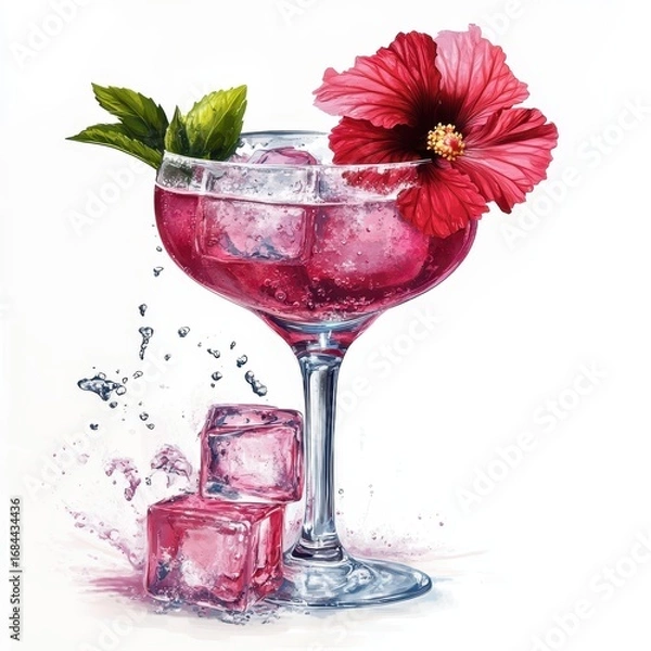 Fototapeta Innovative Hibiscus Infused Cocktail with Advanced Garnish Techniques and Chill Optimization