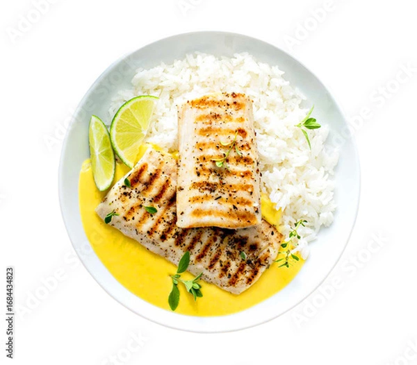 Obraz grilled mahi mahi with mango sauce 