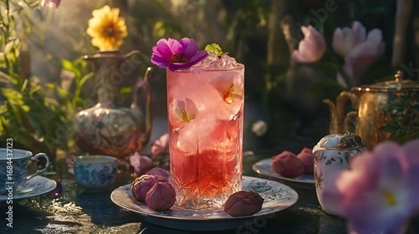 Obraz A flower infused lychee soda in a whimsical tea party setting