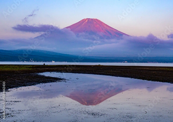 Obraz 山中湖から赤富士