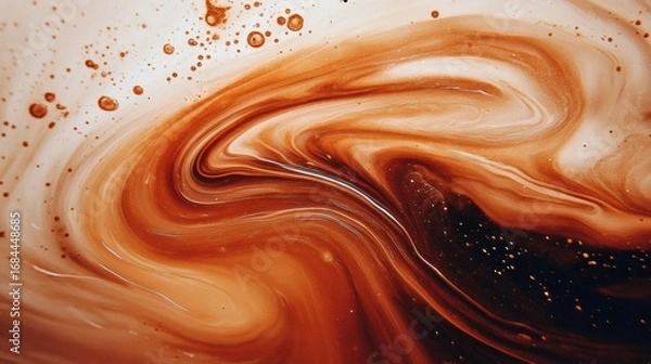 Obraz Close-up view of cappuccino with beautifully textured milk foam. abstract liquid substance