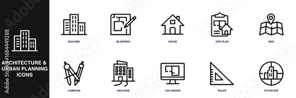 Fototapeta Architecture Urban Planning Line Icon Set