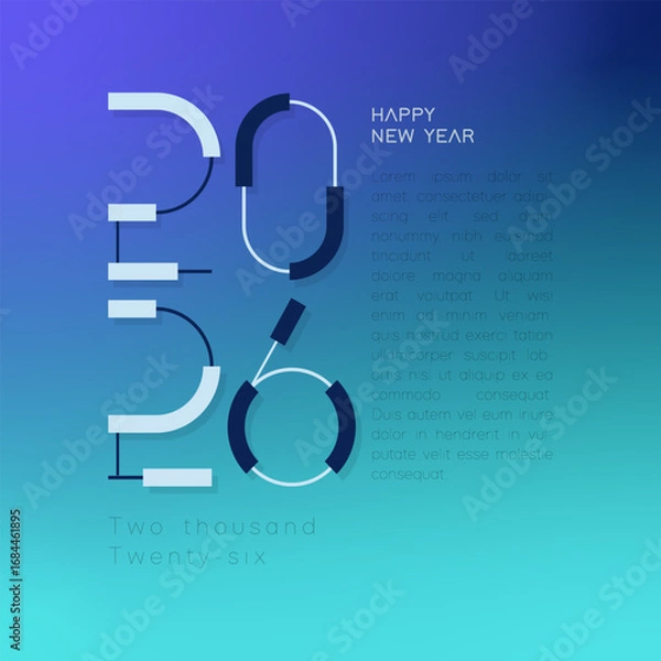 Fototapeta 2026 happy new year line connection design number , creative design of 2026
