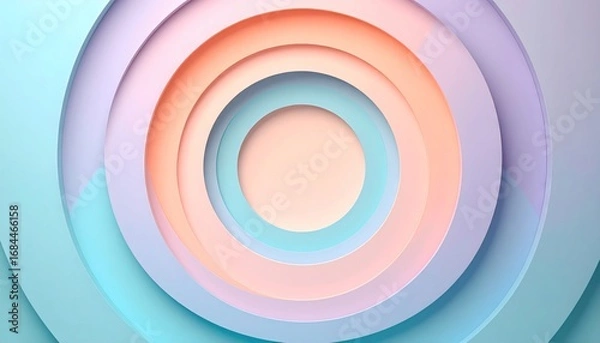 Fototapeta Abstract Concentric Circles with Soft Pastel Gradient and Subtle Shadows