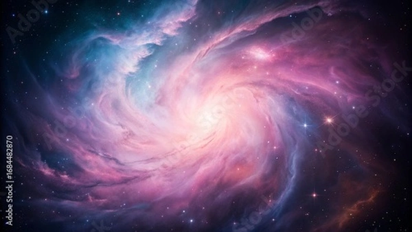 Obraz Vibrant Swirling Nebula in Deep Space with Stars galaxy cosmos