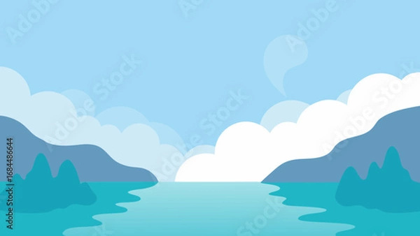 Fototapeta Ethereal Mist Rising from a Lake a Mysterious Nature Vector Scene