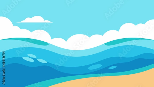 Obraz Delicate Tide Pools on a Sandy Beach Nature Vector Illustration