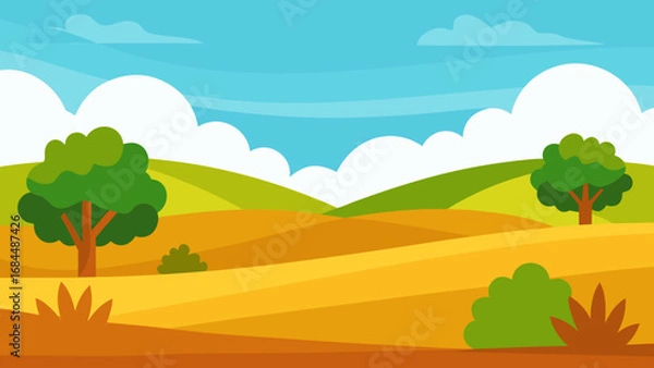 Obraz Wide Prairie Landscape Vector Nature Illustration Expansive Grasslands