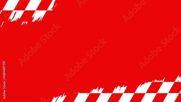 Fototapeta Red Background with Checkered Border.