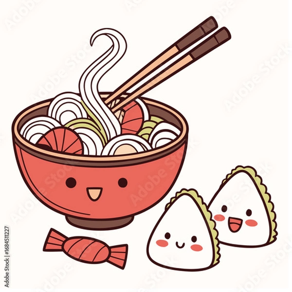 Fototapeta vector illustration of a bowl of food