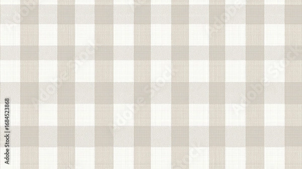 Obraz Beige and white gingham checkered fabric texture background