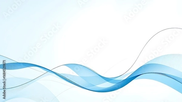 Fototapeta Abstract business concept with geometric shapes and flowing lines in blue and white.