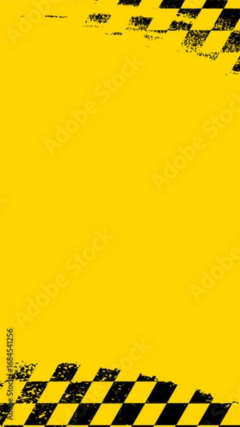 Obraz Formula One Flags Yellow Background with Checkered Borders.