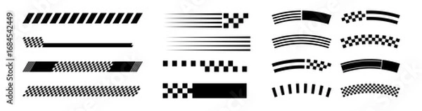 Obraz Formula One Flags Black and White Racing Borders.