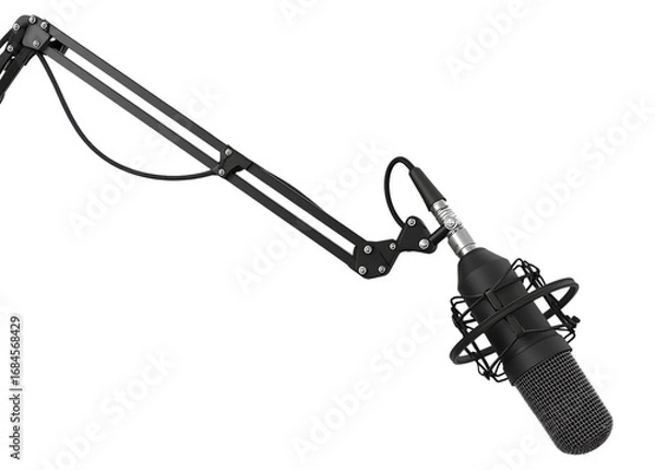 Fototapeta Professional Studio Microphone on Boom Arm for Broadcast and Podcasting isolated on a transparent background
