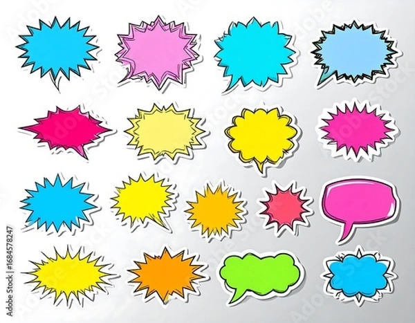 Fototapeta Collection of colorful comic book speech bubbles