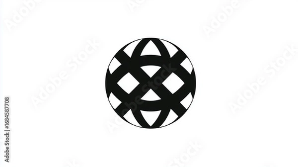 Obraz black abstract flat globe symbol with intersecting lines, abstract logo