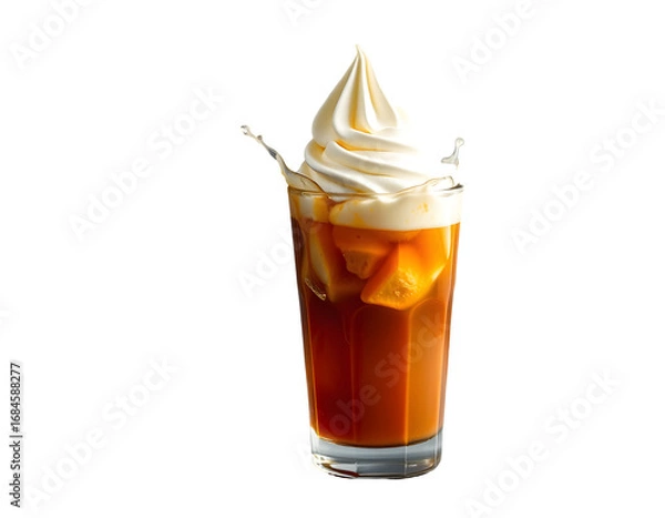 Obraz Iced Coffee with Whipped Cream and Ice Cubes
