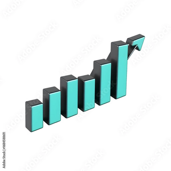 Obraz 3D Rising Bar Chart with Arrow