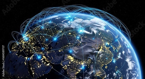 Fototapeta Visualize global connections with this stunning Earth design, perfect for tech and innovation projects