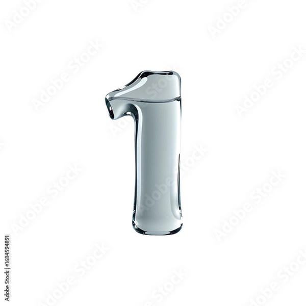 Obraz Number 1 in transparent water style, isolated on a transparent background