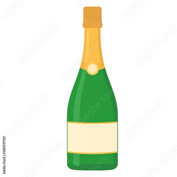 Fototapeta champagne bottle celebration illustration Isolated on Transparent or White Background