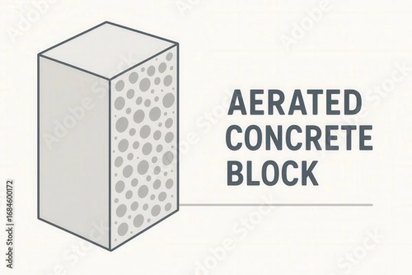Fototapeta Vector Infographic of Aerated Concrete Block with Cutaway Showing Porous Structure
