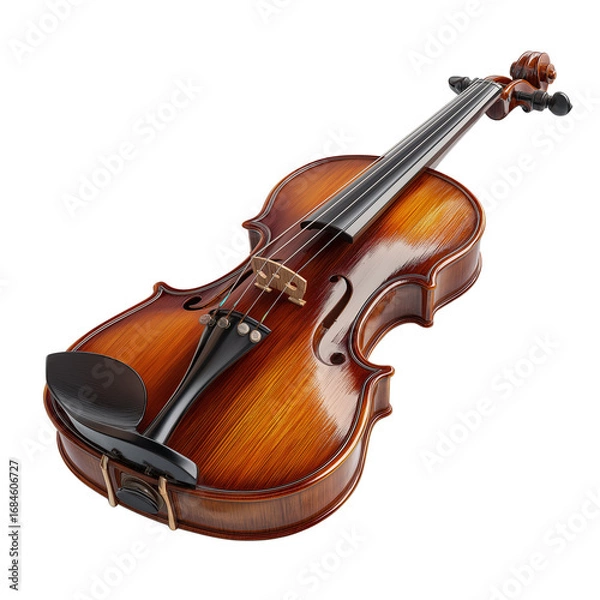Fototapeta Exquisite handcrafted violin showcasing fine woodwork and elegant design in warm tones and smooth finish.  PNG image, transparent background