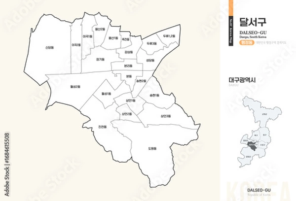 Obraz 대구광역시 달서구 행정구역 윤곽선 지도