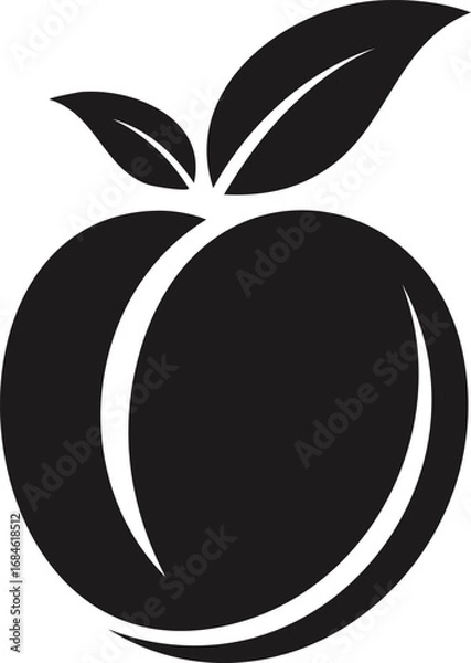 Fototapeta Peach Fruit Vector Logo in Black and White Minimalist Style, Perfect for Modern Branding and Identity Design
