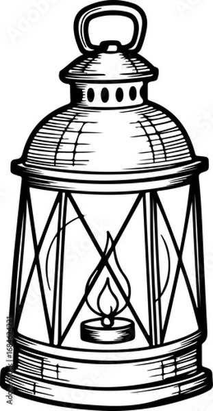 Obraz old fashioned lantern sketch vector illustration