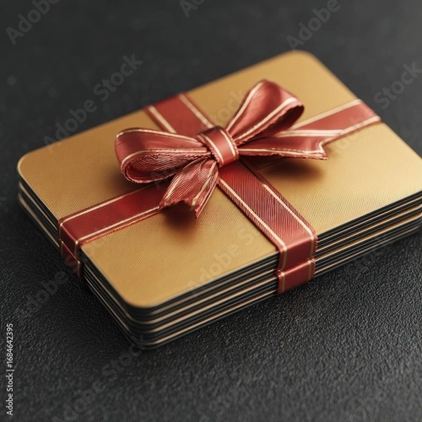 Obraz Gift cards stacked, tied with a bow