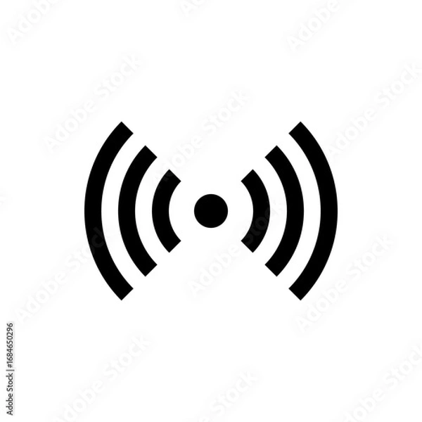 Fototapeta Black wireless icon representing broadcasting, network and connectivity