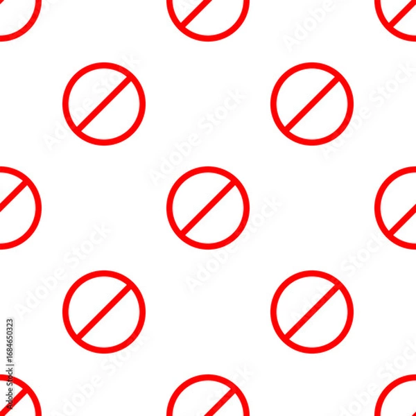 Fototapeta Repetitive pattern of red no entry signs conveying a message of restriction or prohibition
