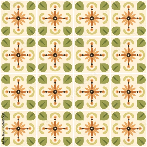 Fototapeta Repeating floral pattern forming a seamless design, ideal for backgrounds, fabrics, and decorative projects