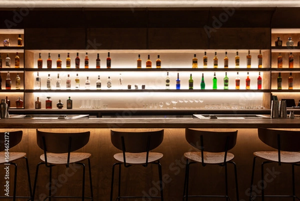Obraz Luxury bar with drinks and bar stools