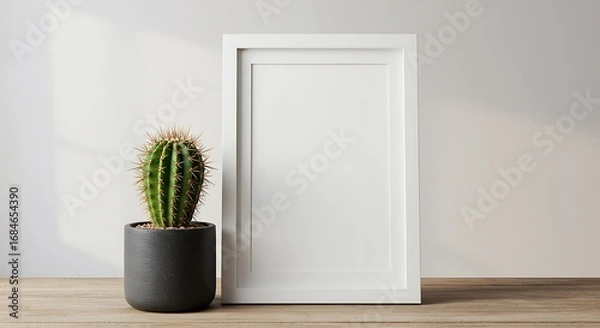 Obraz 静寂のひととき、白と緑の調和